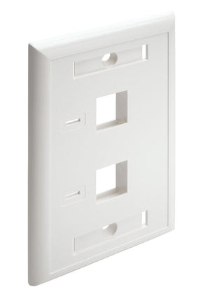 Tripp Lite Dual Outlet RJ45 Universal Keystone Face Plate / Wall Plate White, 2-Port(N042-001-WH)