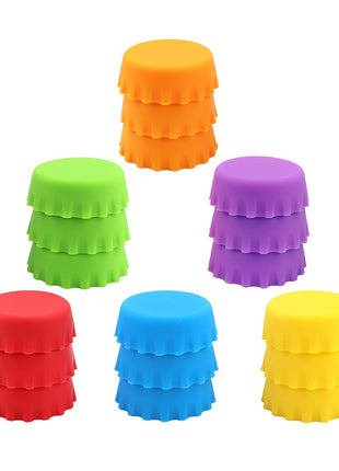 LEEFONE 18 Silicone Reusable Caps for Home Brew & Soft Drink Bottles, Soda & Wine, Multi color