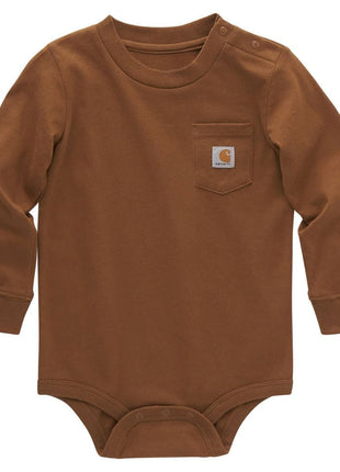 Carhartt Long-Sleeve Pocket Bodysuit, Carhartt Brown, 3 Months