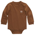 Carhartt Long-Sleeve Pocket Bodysuit, Carhartt Brown, 3 Months