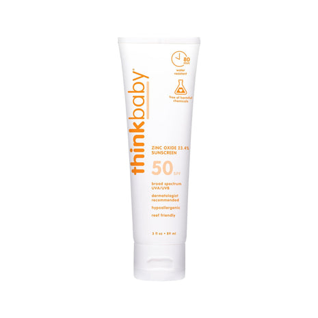 Thinkbaby Baby Sunscreen SPF 50+, Mineral Formula, Water Resistant, 3 Oz