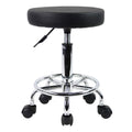 KKTONER PU Leather Round Rolling Stool with Foot Rest Swivel Height Adjustment Spa Drafting Salon Tattoo Work Office Massage Stools Task Chair Small (Black)