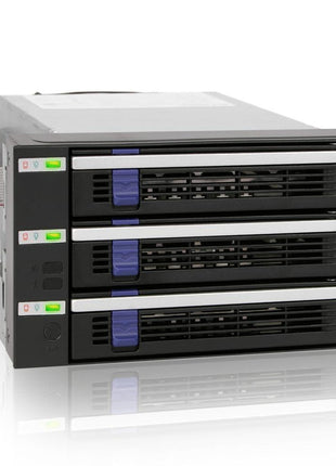 ICY DOCK 3 Bay 2.5"/ 3.5in SATA/SAS Hard Drive SSD Hot Swap Backplane Enclosure in 2X 5.25 Bay | FatCage MB153SP-B