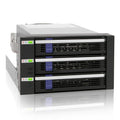 ICY DOCK 3 Bay 2.5”/ 3.5in SATA/SAS Hard Drive SSD Hot Swap Backplane Enclosure in 2X 5.25 Bay | FatCage MB153SP-B