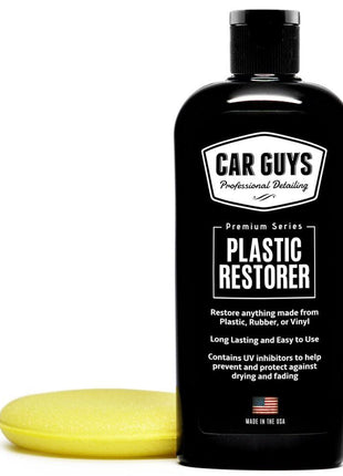 CAR GUYS Plastic Restorer | Bring Plastic, Rubber, and Vinyl Back to Life! | User Friendly Trim Restorer | Safe Auto Detailing Supplies | 8 Oz Kit with Foam Applicator