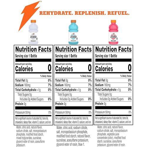 Gatorade G Zero Sports Drink, Glacier Freeze, Glacier Cherry, Berry Variety Pack, 12 Fl Oz (Pack of 18)