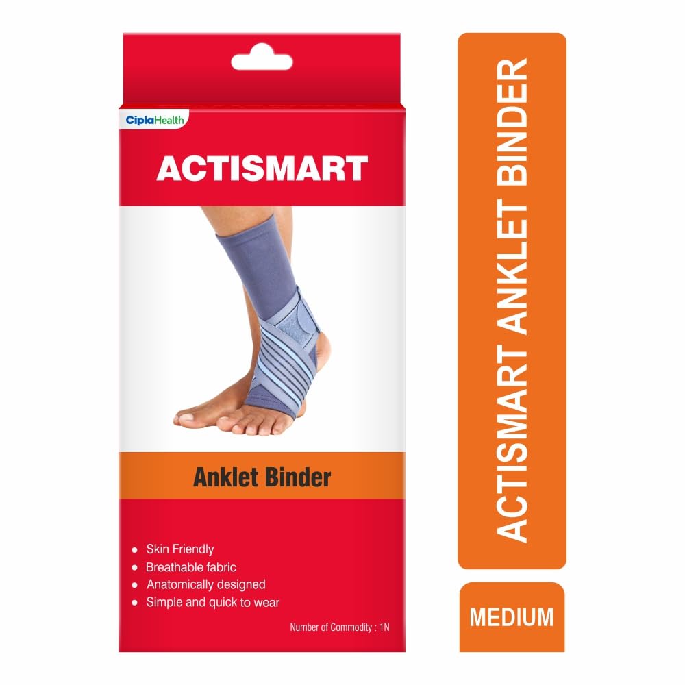 Cipla ACTISMART Anklet Binder | Ankle Binder For Women & Men | Ankle Support For Sports | Promotes Blood Circulation & Provides Support | Medium