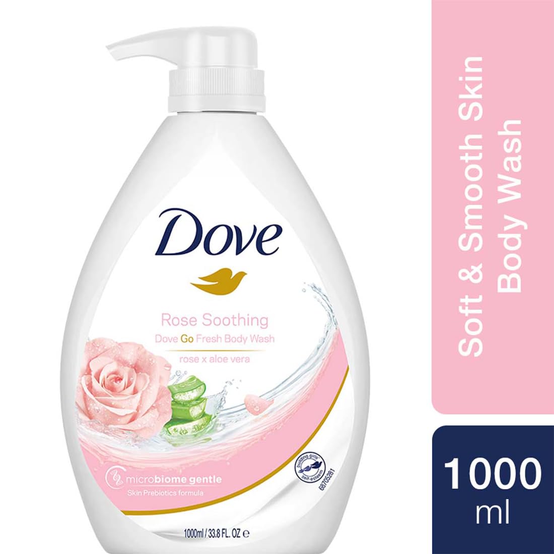 Dove Soothing Rose & Aloe Vera Body Wash for Replenished Skin, Refreshing Scent 1L