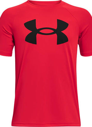 Under Armour Boys Tech Big Logo Short Sleeve T-Shirt , Red (600)/Black , Medium