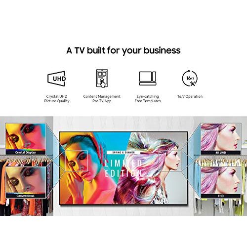 Samsung 43-Inch BE43T-H Pro TV | Commercial | Easy Digital Signage Software | 4K | HDMI | USB | Tuner | Speakers | 250 nits, Black