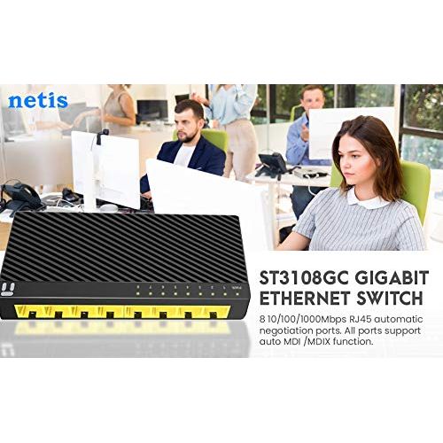 Netis ST3108GC 8 Port 10/100/1000Mbps Fast Gigabit Desktop Switch | Plug-and-Play and Effective Power Saving Technology Support Auto MDI/MDIX Function