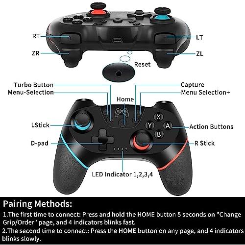 Diswoe Upgraded Wireless Controller for Switch/Lite/OLED/Switch 2 Pro Controller for Switch Remote Joystick Gamepad Supports Wake up, Gyro Axis, Turbo, Dual Vibration and Screenshot Function