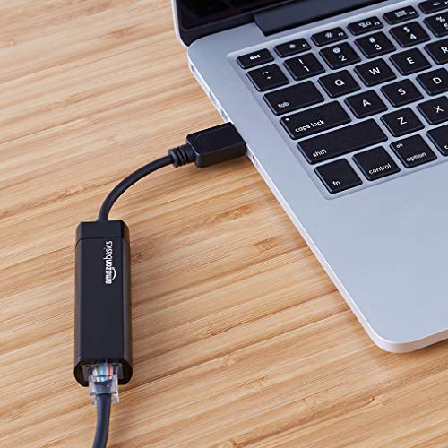 Amazon Basics USB 3.0 to 10/100/1000 Gigabit Ethernet Internet Adapter, Black