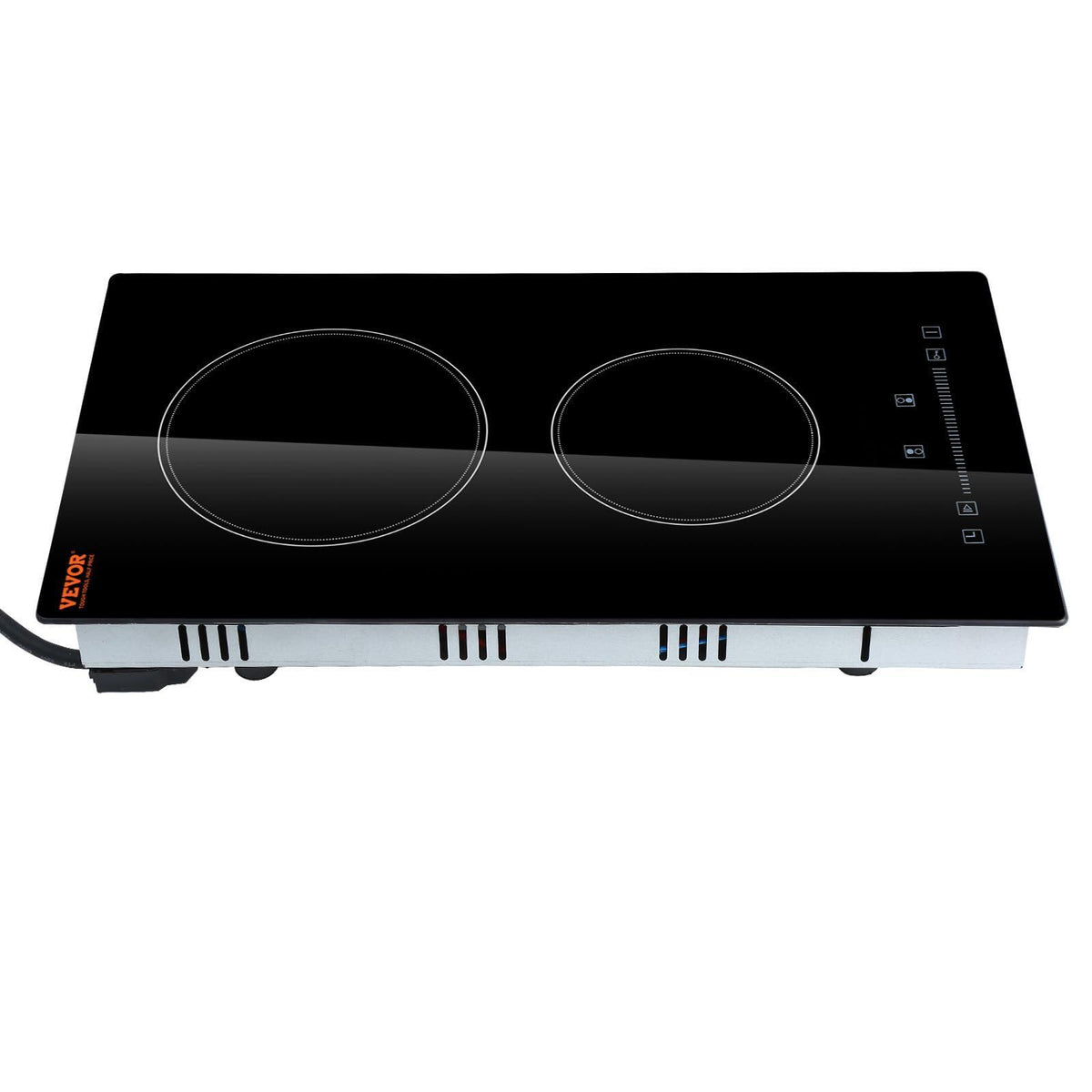 VEVOR Built in Electric Stove Top, 12 inch 2 Burners, Glass Radiant Cooktop with Sensor Touch Control, Timer & Child Lock Included, 9 Power Levels for Simmer Steam Slow Cook Fry,110V with US Plug