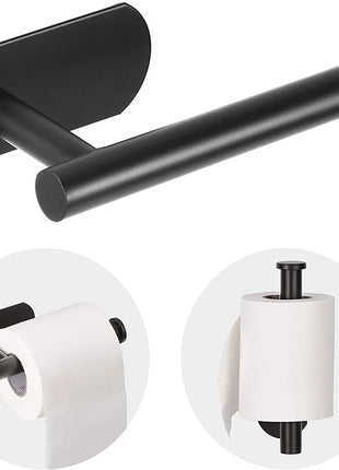 JOPOFI Toilet Paper Holder - Adhesive Toilet Paper Holder - Matte Black | Toilet Paper Holder Wall Mount for Bathroom,Stainless Steel Command Strip Toilet Paper Roll Holder Stick On Wall,No Drilling