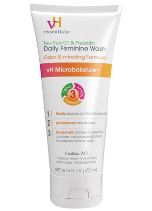 vH essentials, Ph Balanced Daily Feminine Wash, Tea Tree Oil & Prebiotic, 6, Fl Oz, (Pack Of 1) 54306 Clear