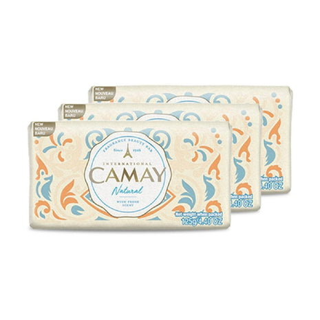 Camay Natural International Beauty Soap With Cedarwood&Bergamot(Buy 2 Get 1 Free) Combo Pack Offer,Indulging French Fragrance,Moisturizing Bathing Body Bar Soap Combo(3 Count,125G Each)