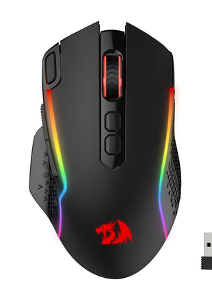 Redragon M810 Pro Wireless Gaming Mouse, 10000 DPI Wired/Wireless Gamer Mouse w/Rapid Fire Key, 8 Macro Buttons, 45-Hour Reliable Power Capacity and RGB Backlit for PC/Mac/Laptop