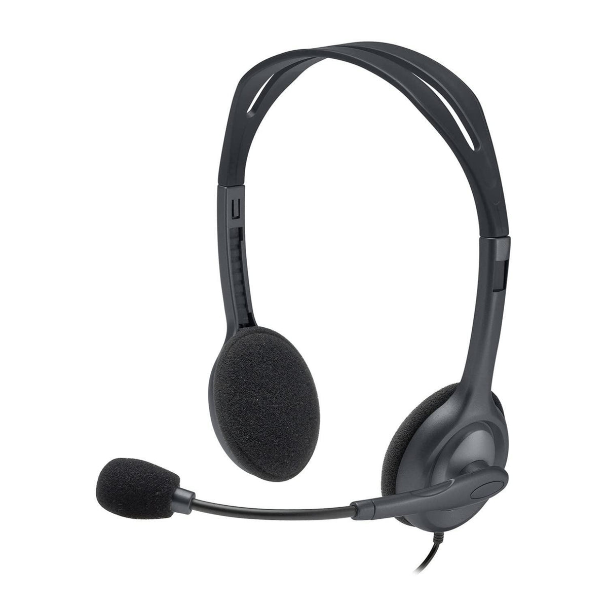 Logitech H111 Wired Headset, Stereo Headphones with Noise-Cancelling Microphone, 3.5 mm Audio Jack, PC/Mac/Laptop/Smartphone/Tablet - Black