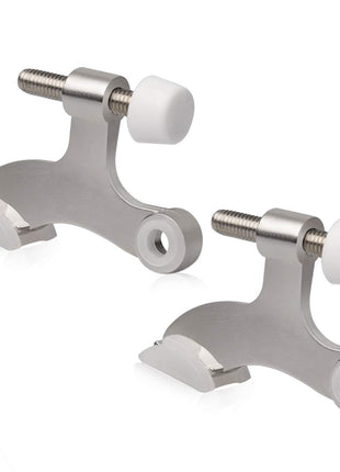KOVOSCH 2 Pack Hinge Pin Door Stopper Brushed Satin Nickel - Adjustable Heavy Duty Hinge Pin Door Stop with White Rubber Bumper Tips