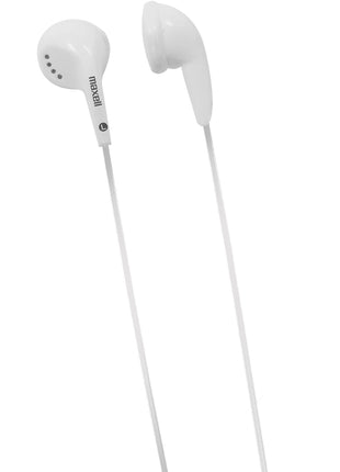 Maxell 190599 Dynamic Sound Wired Lightweight Extended Use Design Stereo Ear Bud - White (Value) | Dynamic sound stereo earbud for extended wear - lightweight value design, 3.5mm jack, made in China
