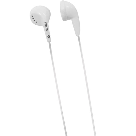 Maxell 190599 Dynamic Sound Wired Lightweight Extended Use Design Stereo Ear Bud - White (Value) | Dynamic sound stereo earbud for extended wear - lightweight value design, 3.5mm jack, made in China