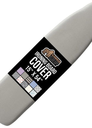 GORILLA GRIP Ironing Board Cover, Silicone Coating, 400°F Scorch and Stain Resistant with Extra Thick Padding, Fits Over Standard Size Board, Heavy Duty Hook and Loop Fastener Strap, Silver 15x54