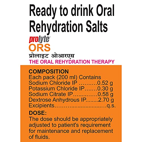 Cipla Prolyte Ors Ready To Drink Liquid Oral Rehydration Contains Vital Electrolytes | Restores Body Fluids & Electrolytes Lost Due To Sweating, Diarrhea & Vomiting | Who Formula (Orange, Pack Of 30)