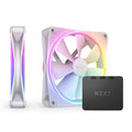 NZXT F140 RGB Twin Pack 鈥?2 x 140mm PWM PC Fans with RGB Controller 鈥?High Airflow, Low Noise 鈥?Fluid Dynamic Bearing 鈥?CAM Software Control 鈥?18 LEDs per Fan 鈥?White