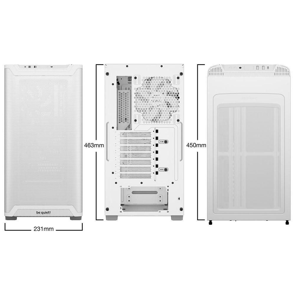 be quiet! Pure Base 501 White PC case | 2 Preinstalled Quiet Fans | Mid Case | USB 3.2 Gen | Quiet PC Case