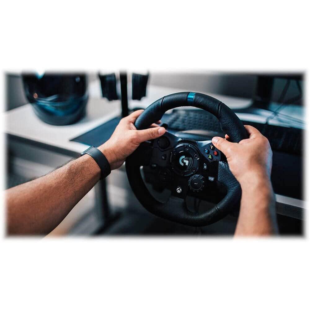 Logitech G923 Racing Wheel and Pedals for Xbox Series X|S, Xbox One and PC featuring TRUEFORCE up to 1000 Hz Force Feedback, Responsive Pedal, Dual Clutch Launch Control, and Genuine Leather Wheel Cover