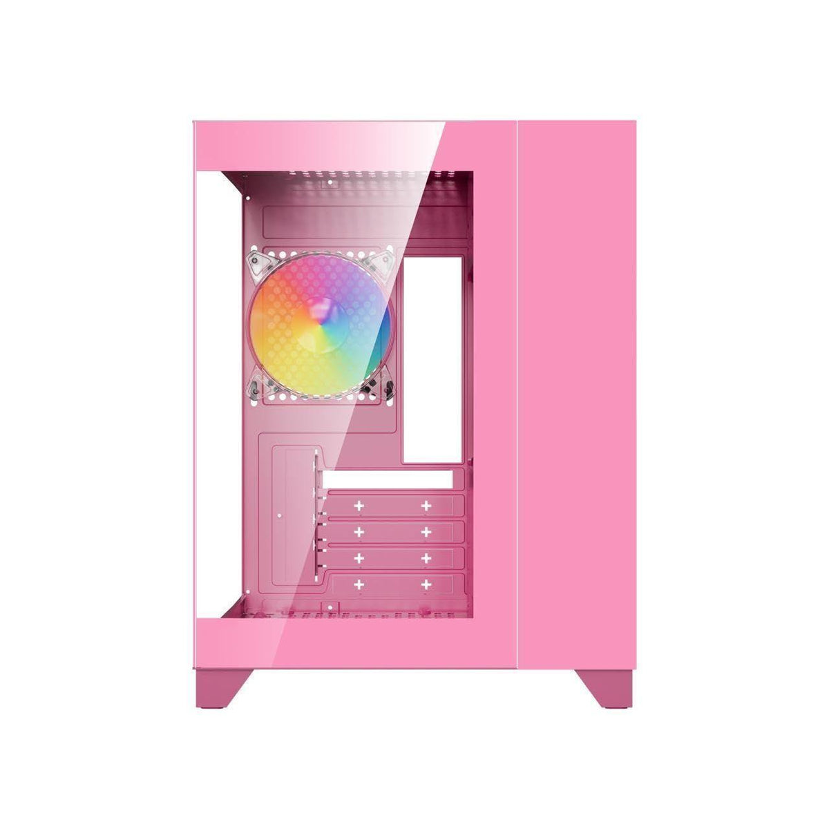 DIYPC ARGB-Q1.V2-P Pink USB3.0 Tempered Glass Micro ATX Gaming Computer Case w/Dual Tempered Glass Panel and 3 x ARGB 120mm Fans (Pre-Installed)