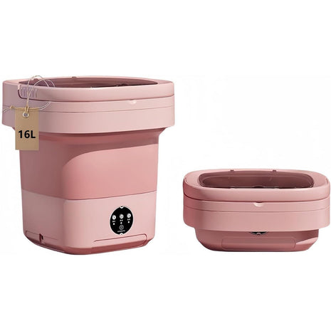Portable Washing Machine, Mini Washer,16L Upgraded Large Capacity Foldable Washer.Deep Cleaning of Underwear, Baby Clothes and Other Small Clothes.Suitable for Apartments, Dormitories, Hotels.(Pink)