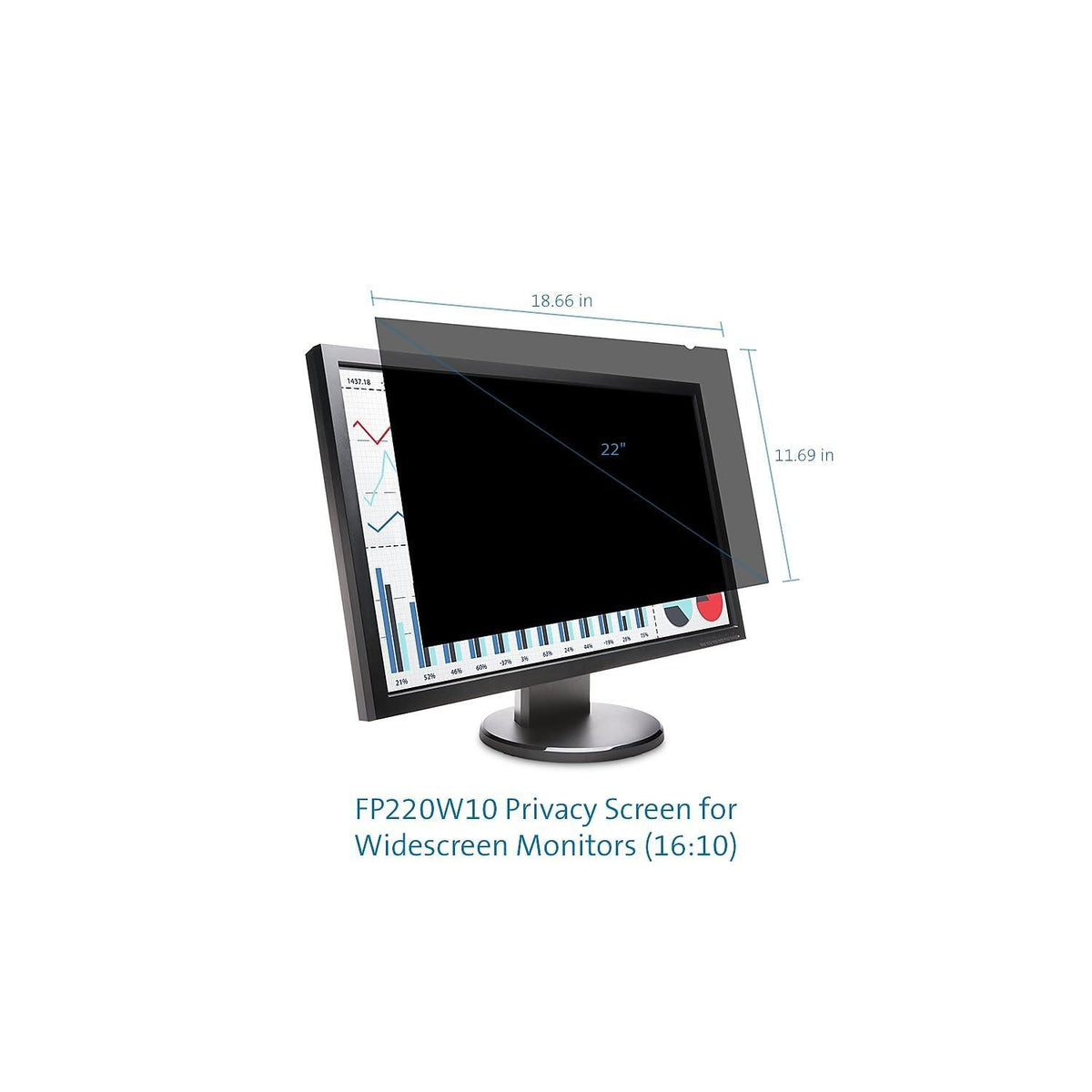 Kensington FP220W Privacy Screen for 22-Inch 16:10 Aspect Ratio Widescreen Monitors (K55786WW)