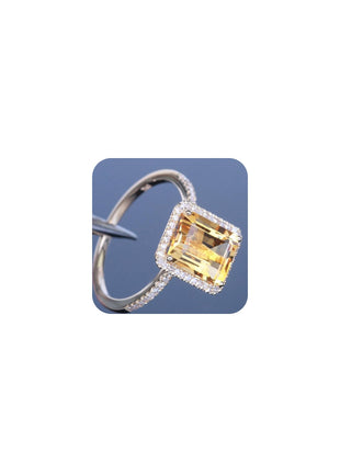 18K Gold Plated Emerald Cut 4ct Yellow Cubic Zirconia Cocktail Engagement Wedding Anniversary Rings Sterling Silver Yellow Topaz Rings for Women (6)