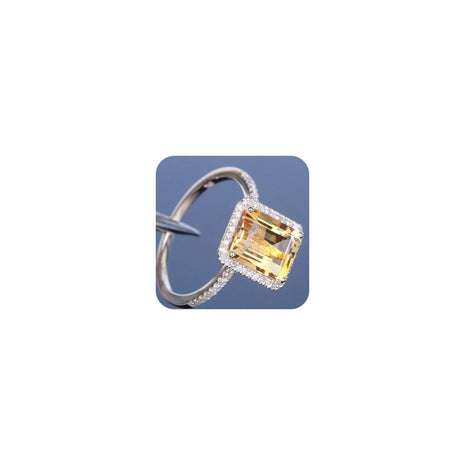 18K Gold Plated Emerald Cut 4ct Yellow Cubic Zirconia Cocktail Engagement Wedding Anniversary Rings Sterling Silver Yellow Topaz Rings for Women (6)