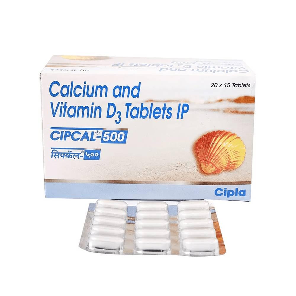 Cipla Cipcal 500 Tablet for Bone, Joint and Muscle Care | 15 Tablets in Each Strip | Pack of 5