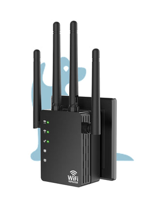 WiFi Extender Signal Booster with Ethernet Port, Dual Band 5GHz/2.4GHz, Up to 12880 Sq. Ft Coverage, WiFi Range Extender for Home and Outdoors, 1200Mbps WiFi Booster(Black)