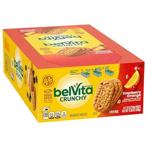 belVita Breakfast Bars Biscuits, Cranberry Orange, 8 Packs (4 Biscuits Per Pack)