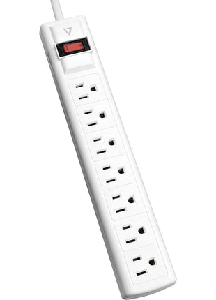 V7 SA0712W-9N6 7-Outlet Home/Office Surge Protector, 12 ft Cord, 1050 Joules – White