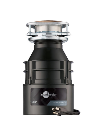 InSinkErator Badger 5 Garbage Disposal with Power Cord, Standard Series 1/2 HP Continuous Feed Food Waste Disposer, Badger 5 W/C, No Size, Black/Gray