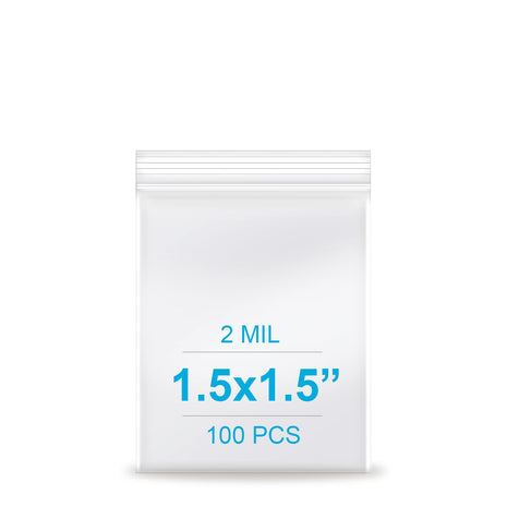 1.5''x 1.5'', (Pack of 100) 2 mil Thick Clear Plastic Reclosable Zip Poly Bags with Resealable Lock Seal Zipper for Photo, Jewelry, Bakery, Treats, Travel, Storage, Packaging & Shipping...