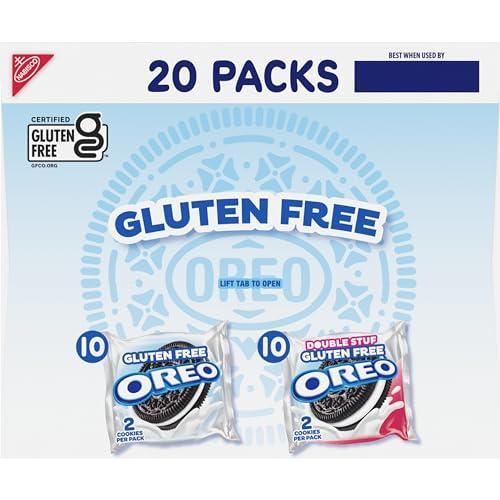 OREO Gluten Free Original & Double Stuf Chocolate Sandwich Cookies Variety Pack, Gluten Free Cookies, 20 Snack Packs (2 Cookies per Pack)