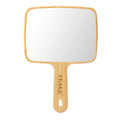 YEAKE Hand Mirror,Natural Bamboo Handheld Mirror with Handle, Single-Sided Portable Travel Vanity Mirror for Men & Women,6.9
