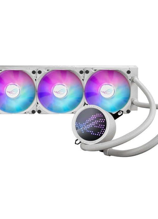 ASUS ROG RYUO III 360 ARGB White Edition All-in-one AIO Liquid CPU Cooler 360mm Radiator, Asetek 8th gen Pump Solution, Anime Matrix LED Display and ROG AF 12S ARGB Fan., 6 Year Warranty
