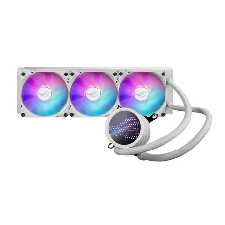 ASUS ROG RYUO III 360 ARGB White Edition All-in-one AIO Liquid CPU Cooler 360mm Radiator, Asetek 8th gen Pump Solution, Anime Matrix LED Display and ROG AF 12S ARGB Fan., 6 Year Warranty