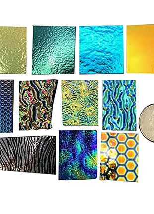 Assorted Fusible Dichroic Glass on Black & Clear Backing - COE 90-2 Oz.