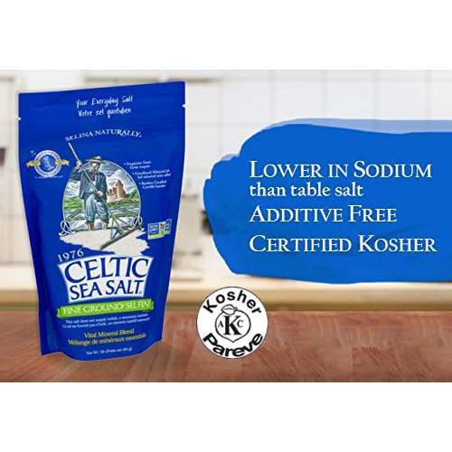 Fine Ground Celtic Sea Salt – 16 Ounce (Pack of 1) Resealable Bag of Nutritious, Classic Sea Salt, Great for Cooking, Baking, Pickling, Finishing and More, Pantry-Friendly, Gluten-Free