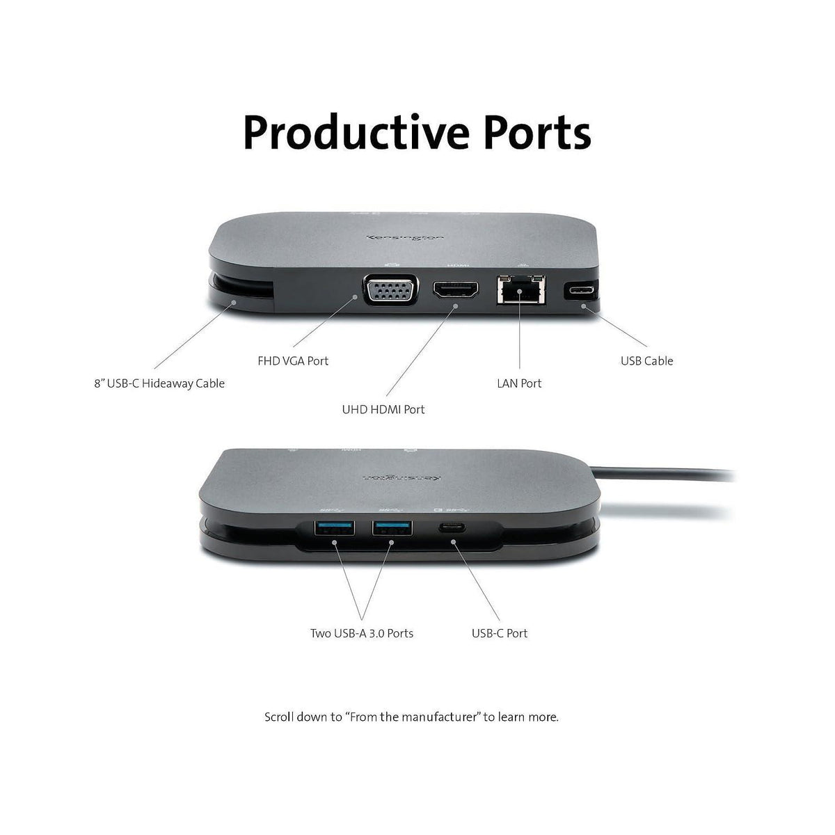 Kensington SD1610P Surface Dock for Microsoft Surface Pro 11, 10, 9, 8, 7 & 7+, Surface Pro X, Surface Go, Surface Laptop and Surface Book (K38365WW)