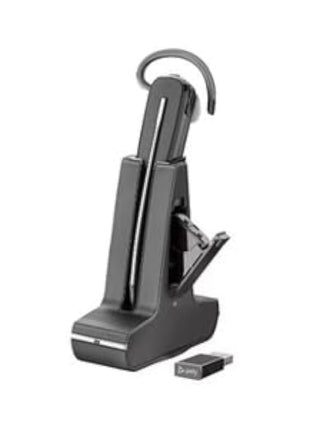 Poly SAVI 8200 UC 8245 Headset - Mono, Stereo - USB Type A - Wireless - DECT - 449.5 ft - 32 Ohm - 20 Hz - 20 kHz - Over-The-Ear - Monaural - in-Ear - Noise Cancelling Microphone - Black